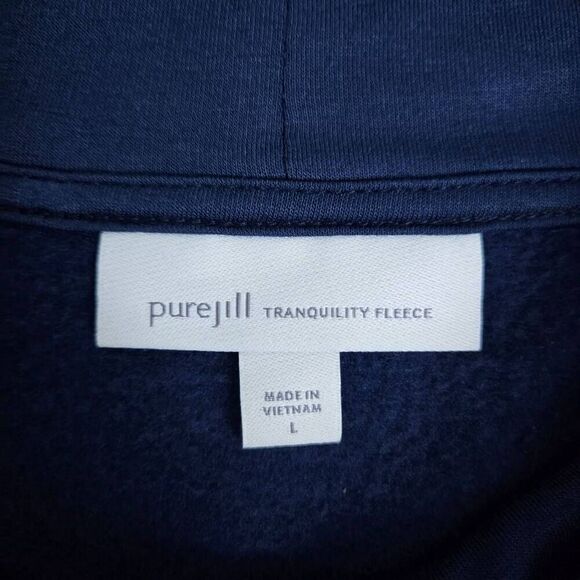 Pure Jill Womens Tranquility Fleece Sweater Size Large Blue Cowl Neck Cozy Layer - Picture 3 of 6